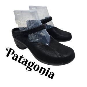 Patagonia Womens Better Clog Curve Sz 9.5 Black Nubuck Leather Adj. Strap Casual